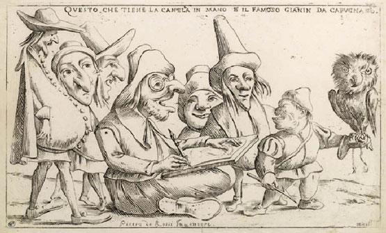 Mitelli Giuseppe Maria; De Rossi Pietro - Ritratto caricaturale di Giovannino da Capugnano