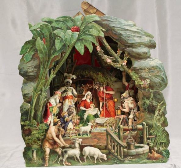 Adorazione di Gesù Bambino, produzione tedesca. Fine 800