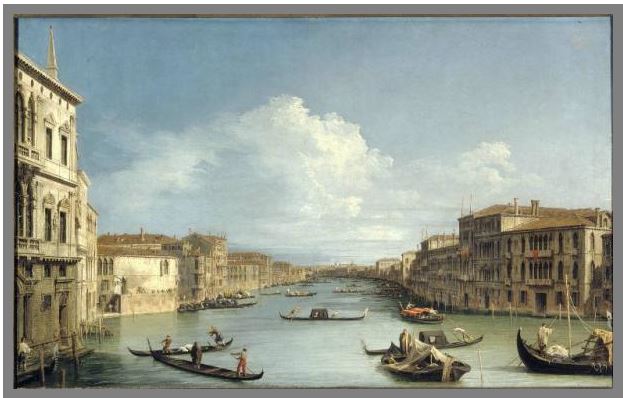 Veduta del Canal Grande da Ca' Foscari verso il ponte di Rialto Canaletto