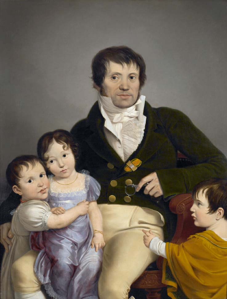 Luigi Basiletti (1780 - 1859), Ritratto del conte Tommaso Balucanti con i figli Teresa, Luigia e Polissena, 1812, olio su tela, 111 x 85 cm. Montichiari, Museo Lechi