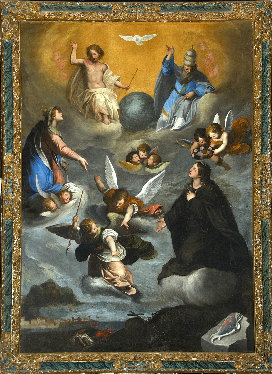 Fig. 5 Dipinto di Pietro Novelli raffigurante Santa Rosalia intercede per salvare Palermo dalla peste. Peglio, San Giacomo
