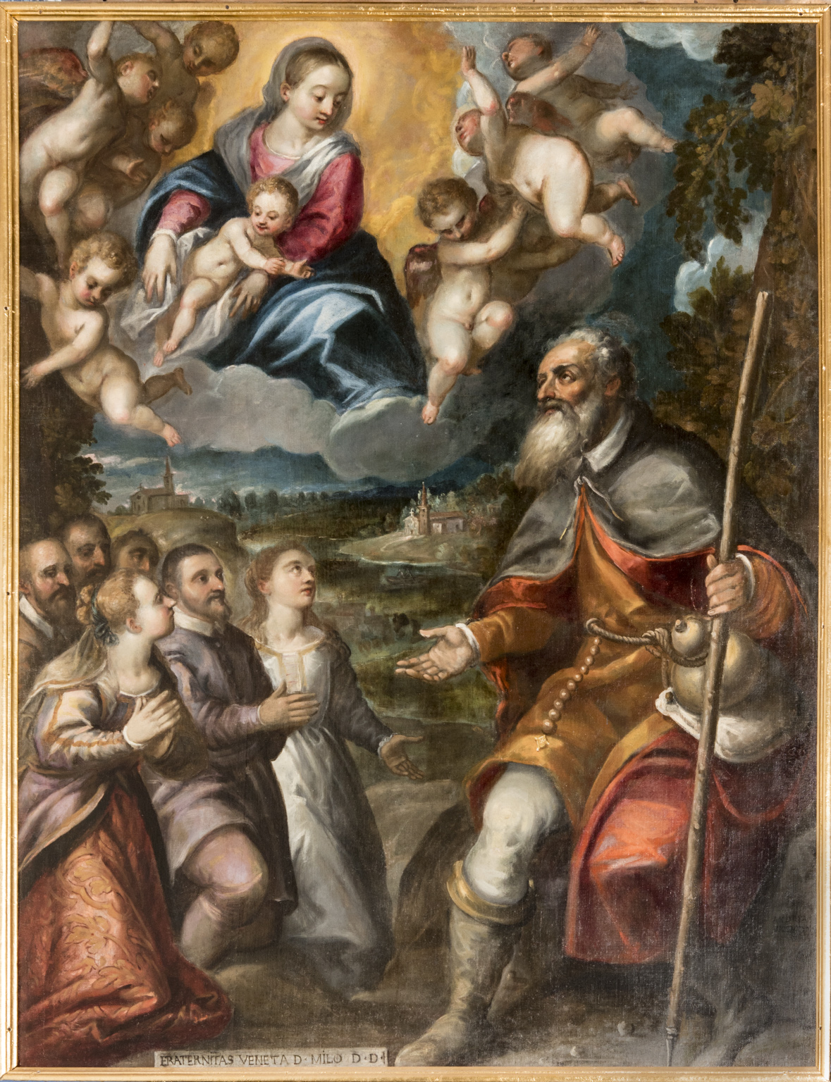 Andrea Micheli, detto il Vicentino, San Miro intercede presso la Madonna per un gruppo devoti. Prata Camportaccio, Sant’Eusebio