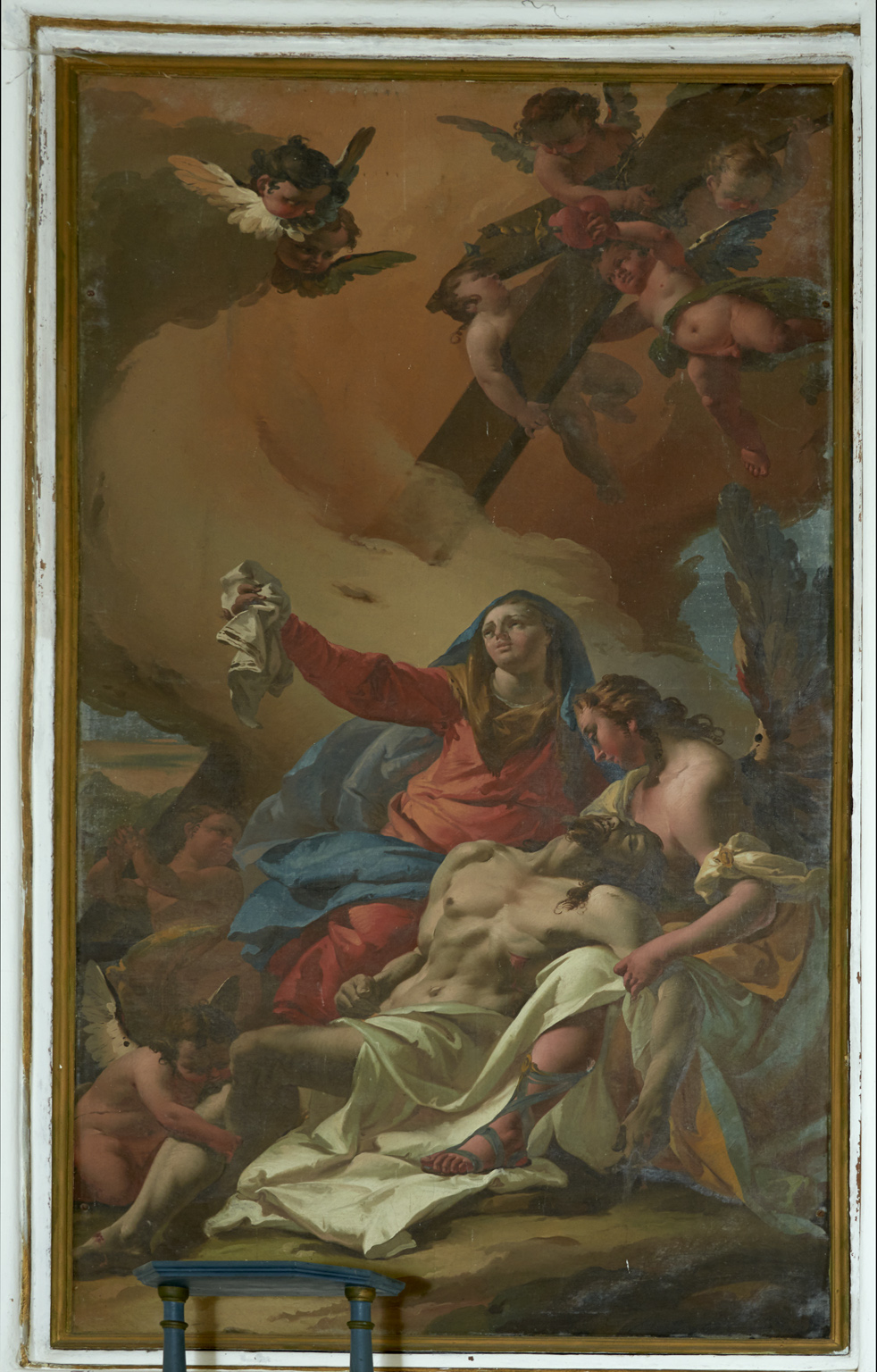 Francesco Lorenzi, Madonna con Cristo deposto sorretto da un angelo. Canete, frazione di Villa di Chiavenna, oratorio della Madonna 