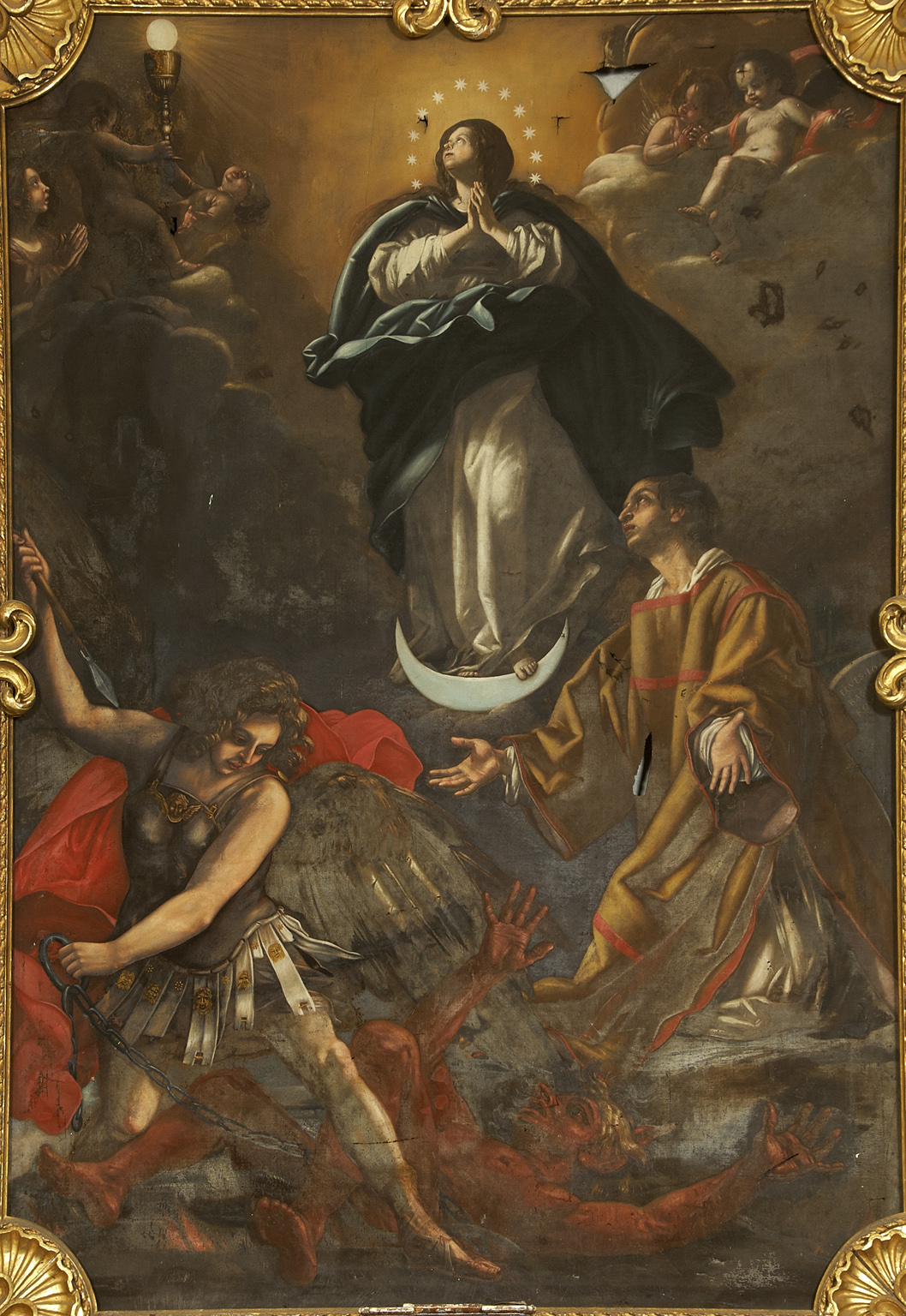 Giovanni Baglione, Immacolata con san Michele arcangelo e san Vincenzo, 1637. Gravedona, oratorio del Santissimo Sacramento 