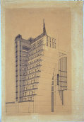 Antonio Sant'Elia (attr.), Casa a gradinata con ascensori esterni, post 1914; Musei Civici di Como