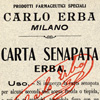 Ricettario specialit: Etichetta Carta senapata Erba. Anni Trenta e Quaranta, Archivio storico Carlo Erba