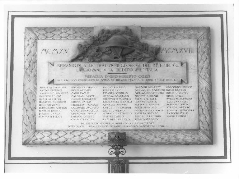 Lapide commemorativa ai caduti in guerra del 1915 / 1918 (lapide commemorativa) - ambito lombardo (primo quarto sec. XX)