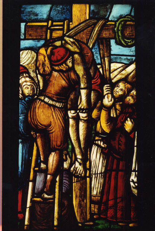 Deposizione di Cristo dalla croce (vetrata) di Giorgio d'Anversa; Stefano Bergognone (attribuito; attribuito) - ambito fiammingo (prima metà sec. XVI)