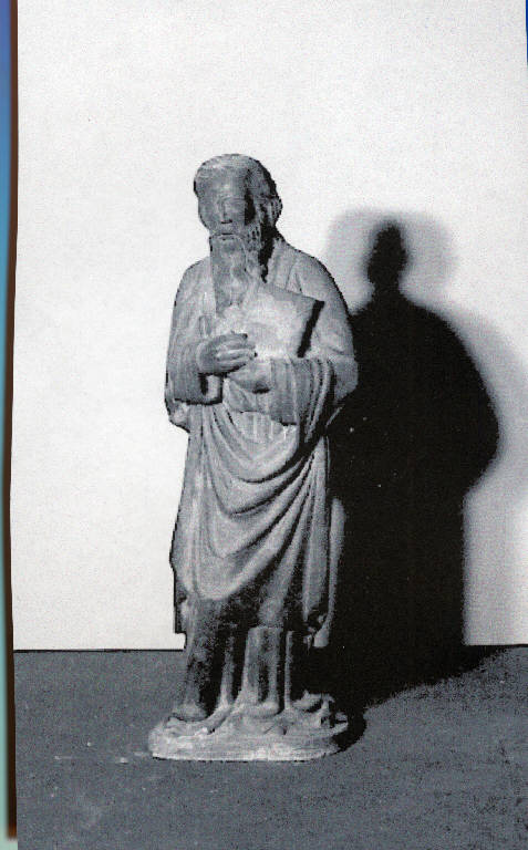 Santo con libro (scultura) - ambito franco renano (fine/inizio secc. XIV/ XV)