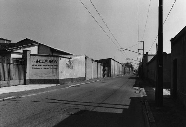Milano - zona industriale - strada con muri di cinta
