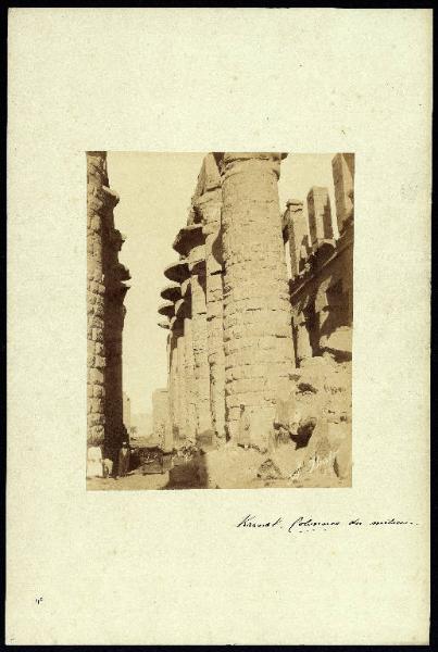 Sito archeologico - Egitto - Karnak - Tempio di Amon - Colonne centrali della grande sala ipostila / Ritratto maschile - Gruppo di uomini egiziani con muli