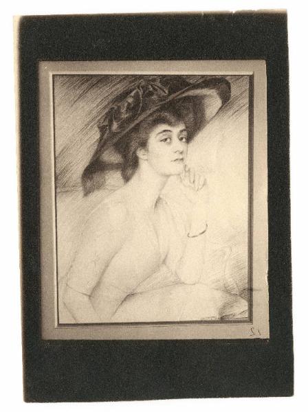 Disegno - Ritratto femminile - Ritratto di signora - Antonio Argnani - Galleria Maurice Chalom - New York City