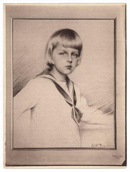 Disegno - Ritratto maschile - Principe Nicola di Romania - Antonio Argnani - Galleria Maurice Chalom - New York City