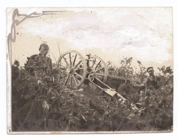 Guerra russo-giapponese - Russia - Manciuria - Fanscin - Militari russi del Terzo Corpo di Siberia con un pezzo d'artiglieria da montagna