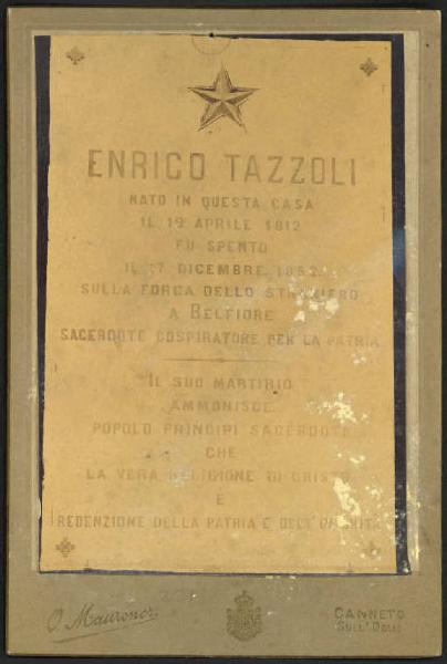 Canneto sull'Oglio - Lapide dedicata a don Enrico Tazzoli