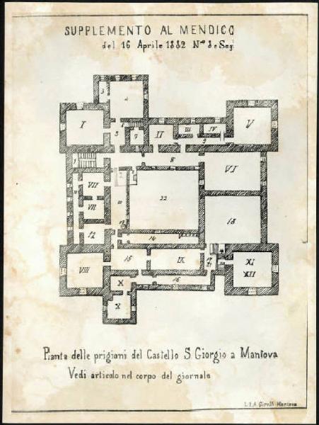 Mantova - Biblioteca Comunale (?) - Pianta delle prigioni del Castello di S. Giorgio