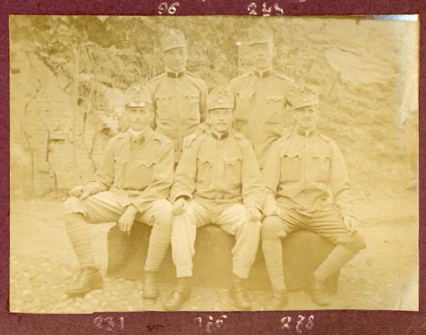 Prima Guerra Mondiale - Ritratto di gruppo maschile - Militari