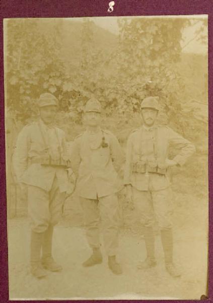 Prima Guerra Mondiale - Ritratto di gruppo maschile - Militari - Caporale Franc. Kuffner e due soldati
