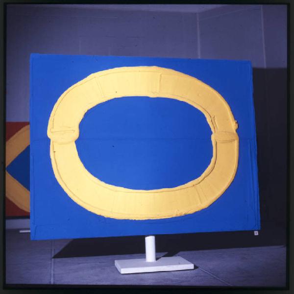 Dipinto - Il cerchio blu e giallo - Bram Bogart - Venezia - Biennale 1970
