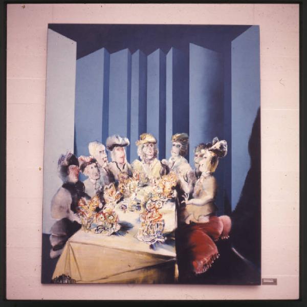 Dipinto - La spartizione dell'eredità - Juhani Linnovaara - Venezia - Biennale 1970