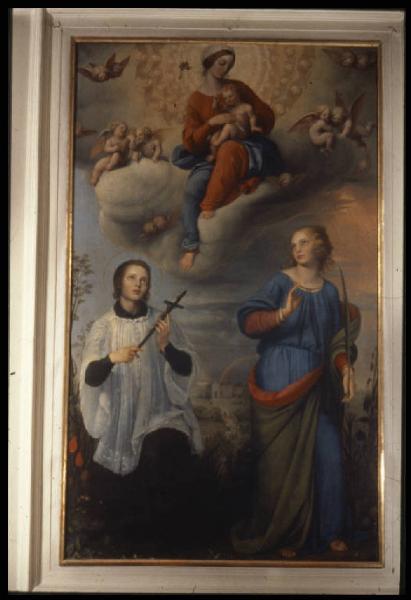 Dipinto - La Vergine col Bambino, S. Luigi Gonzaga e S. Eufrasia - Giuseppe Razzetti - Levata di Curtatone - Chiesa parrocchiale