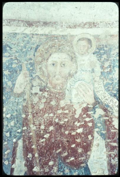 Affresco - S. Pietro Apostolo e S. Cristoforo, particolare - Fontanella Grazioli - Santuario della Beata Vergine della Malongola -  Abside