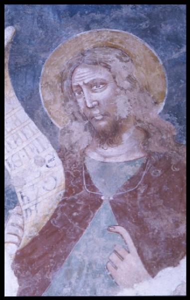 Affresco - Santo con cartiglio - Cavriana - Pieve di S. Maria - Absidiola di destra
