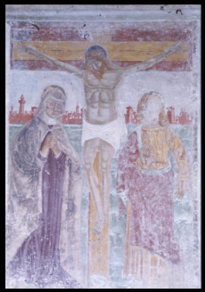 Affresco - Cristo in croce fra la Madonna e S. Giovanni - Guidizzolo - Oratorio di S. Lorenzo - Interno