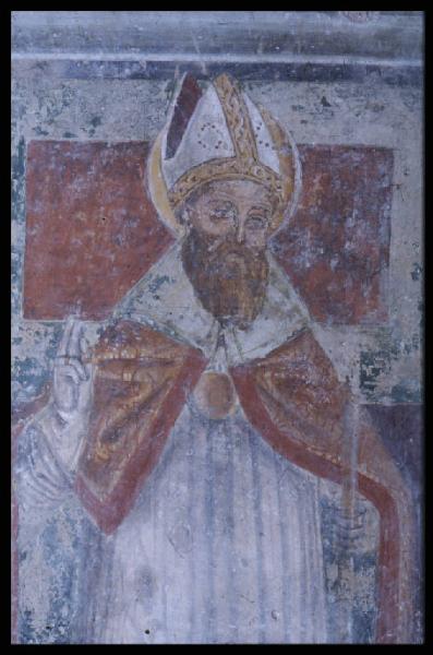 Affresco - Santo vescovo, particolare - Guidizzolo - Oratorio di S. Lorenzo - Interno
