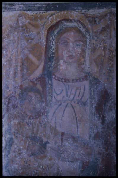 Affresco - Madonna in trono col Bambino, particolare - Guidizzolo - Oratorio di S. Lorenzo - Interno