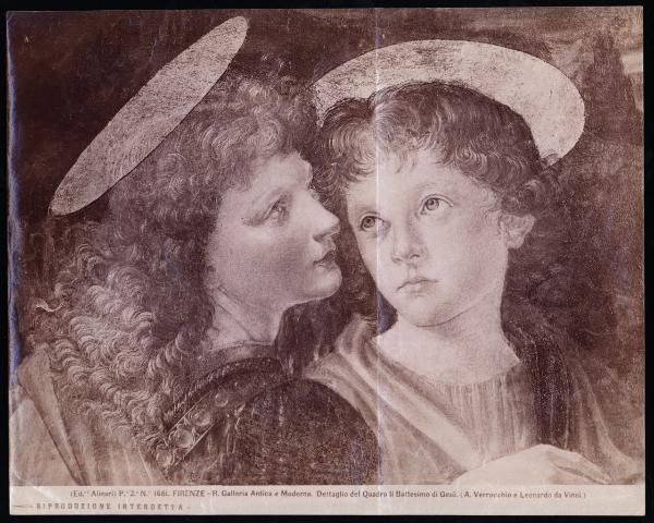 Dipinto - Battesimo di Cristo - Particolare - Andrea Verrocchio, Leonardo da Vinci - Firenze - Galleria degli Uffizi