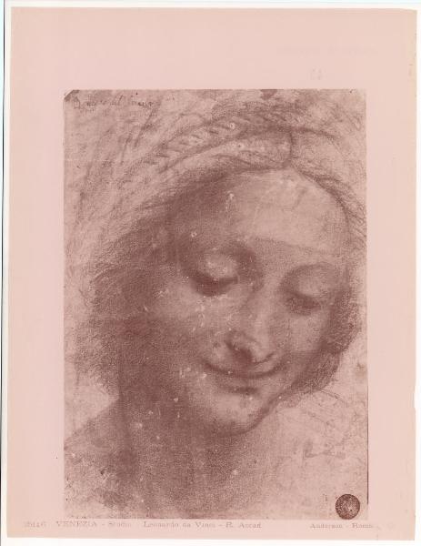 Disegno - Studio per il volto di Sant'Anna - Leonardo da Vinci - Venezia - Gallerie dell'Accademia
