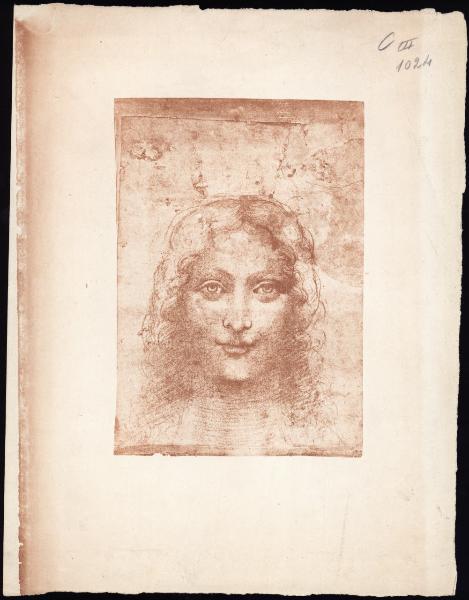 Disegno - Studio per testa di giovane o Salvator Mundi - Seguace di Leonardo da Vinci - Milano - Pinacoteca Ambrosiana - F 263 inf. n. 34