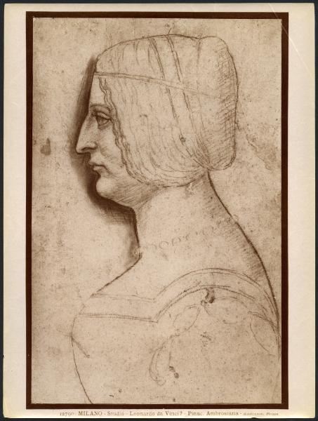 Disegno - Busto di donna di profilo - Giovanni Ambrogio de Predis (attribuito) - Milano - Biblioteca Ambrosiana - inv. F 263 inf. n. 36