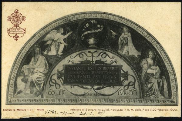 Dipinto murale - Annunciazione con S. Giovanni Battista e Santa Caterina - Bernardino Luini - Milano - Santa Maria della Pace