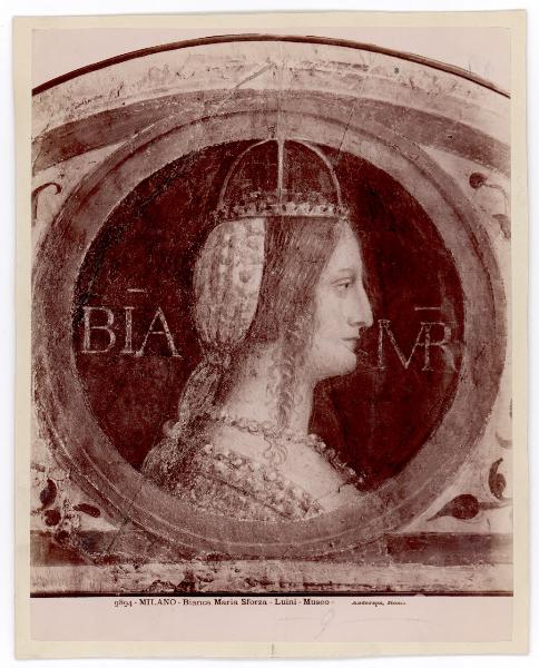 Dipinto murale - Ritratto di Bianca Maria Sforza - Pittore lombardo sec. XVI - Milano - Musei del Castello Sforzesco (da Milano - Casa degli Atellani)