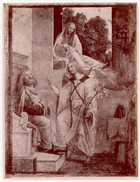 Dipinto murale - Sogno di San Giuseppe - Bernardino Luini - Milano - Pinacoteca di Brera (da Milano - chiesa di Santa Maria della Pace - cappella di San Giuseppe)