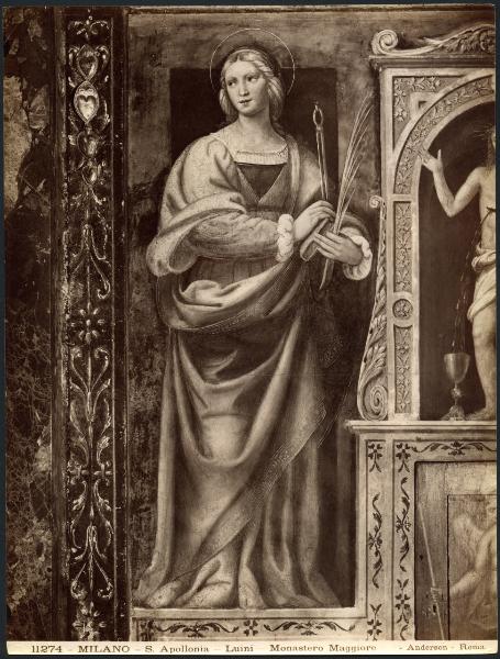 Dipinto murale - S. Apollonia - Bernardino Luini - Milano - Chiesa di S. Maurizio al Monastero Maggiore