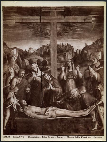 Dipinto - Deposizione di Cristo con S. Ambrogio e S. Agostino - Bernardino Ferrari (già attr. a Bernardino Luini) - Milano - Chiesa di Santa Maria della Passione