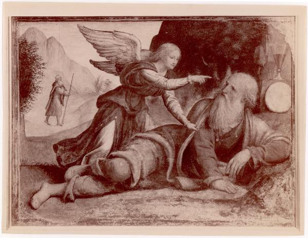 Dipinto murale - Elia e l'angelo - Bernardino Luini - Milano - Pinacoteca di Brera (da Milano - Monastero delle Vetere)