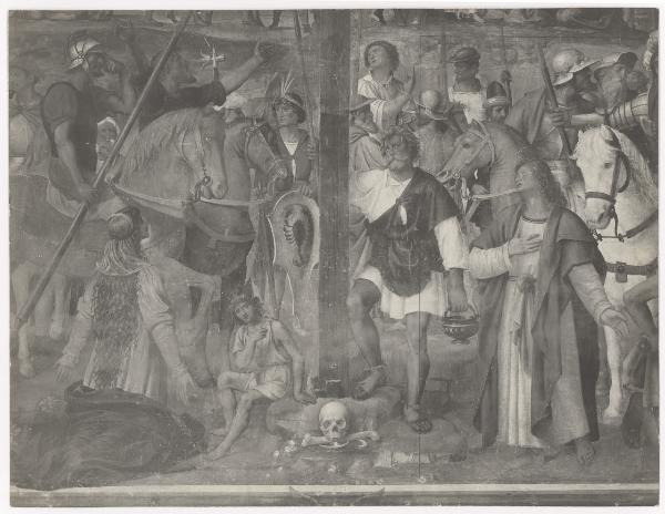 Dipinto murale - Passione - Particolare della Maddalena, di Nicodemo e di S. Giovanni - Bernardino Luini - Lugano - Chiesa di Santa Maria degli Angeli