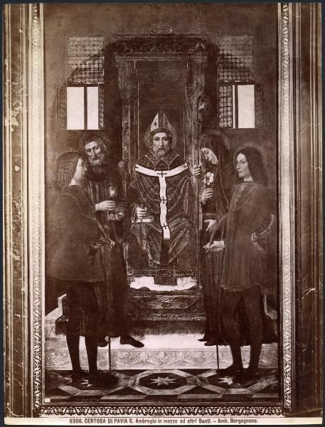 Dipinto - Sant'Ambrogio e quattro santi - Ambrogio Bergognone - Pavia - Certosa - Navata sinistra - Cappella di San'Ambrogio