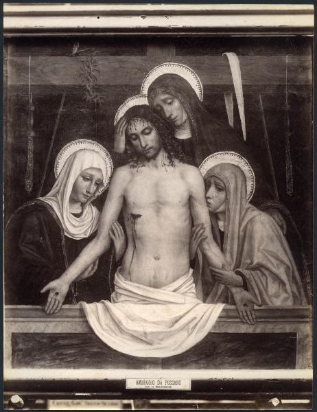 Dipinto - Tavola del polittico di San Bartolomeo - Pietà tra le pie donne - Ambrogio Bergognone - Bergamo - Accademia Carrara