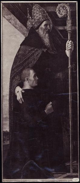 Dipinto - Scomparto di trittico - Sant'Agostino e un committente - Ambrogio Bergognone - Parigi - Museo del Louvre