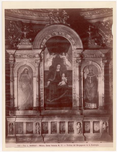 Dipinto - Trittico - Madonna in trono con San Giacomo maggiore e Sant'Enrico - Ambrogio Bergognone - Milano - chiesa di Sant'Eustorgio - Cappella Brivio