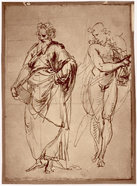 Disegno - Studio per Filosofo e Apollo per la Scuola di Atene - Raffaello Sanzio - Lille - Musée - Inv. 448 e 447