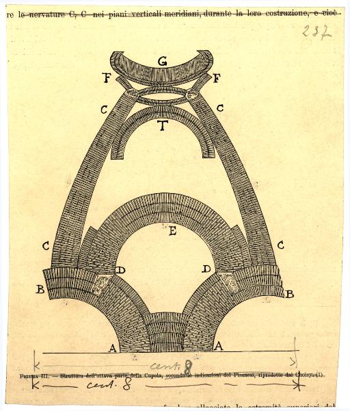 Disegno - Roma - Pantheon - Struttura dell'ottava parte della cupola secondo le indicazioni di Giovanni Battista Piranesi