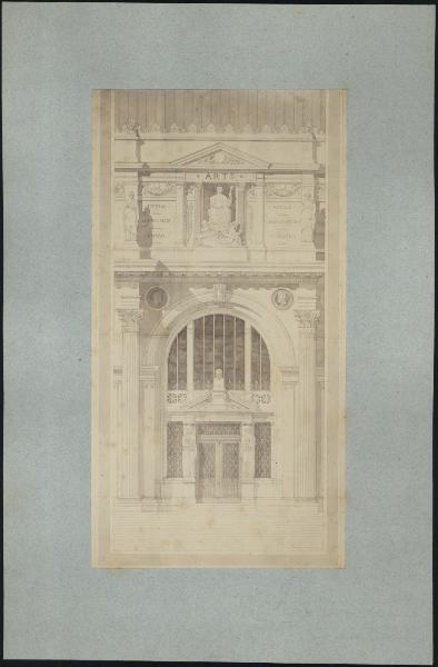 Disegno - Henri Paul Nénot - Progetto per portale, facciata dell'École nationale supérieure des beaux-arts di Parigi - 1877