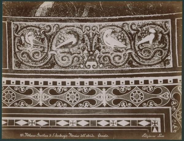 Decorazione musiva - Motivo ornamentale a mosaico e stucco - Milano - Basilica di Sant'Ambrogio - Catino absidale