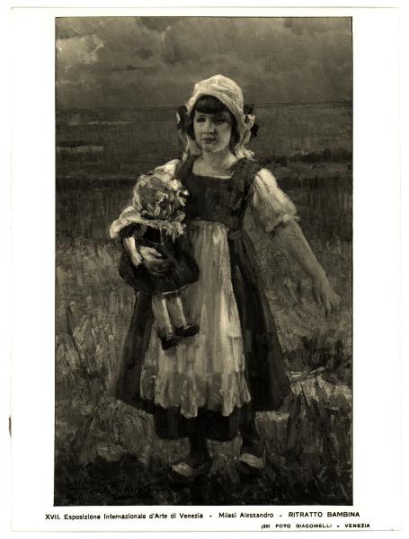 Venezia - XVII Esposizione Internazionale d'Arte - A. Milesi, Ritratto bambina, dipinto